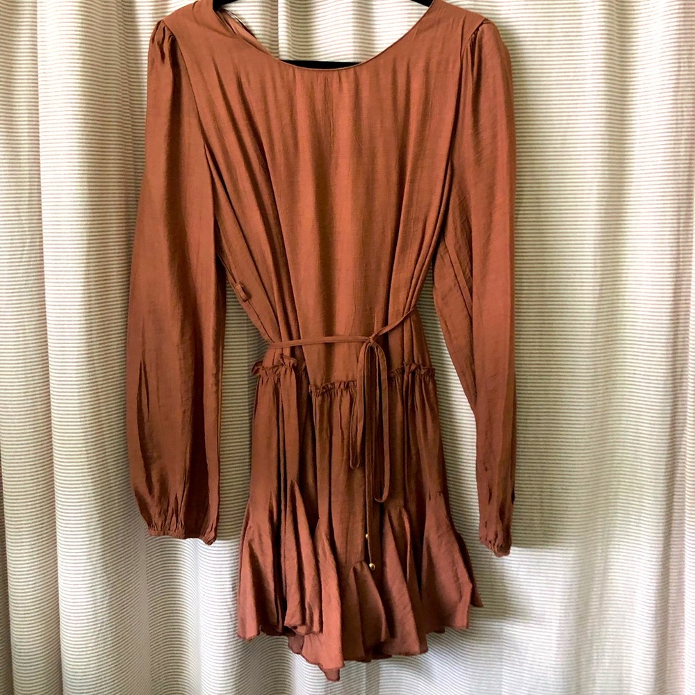 Rust long sleeve mini dress